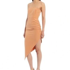 Gianni Bini Harling Crepe Square Neck Sleeveless Asymmetrical Midi Dress